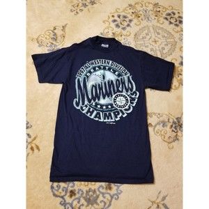 Vtg 1997 Seattle Mariners Champions Graffiti Shirt MLB Navy Blue Medium M Logo 7